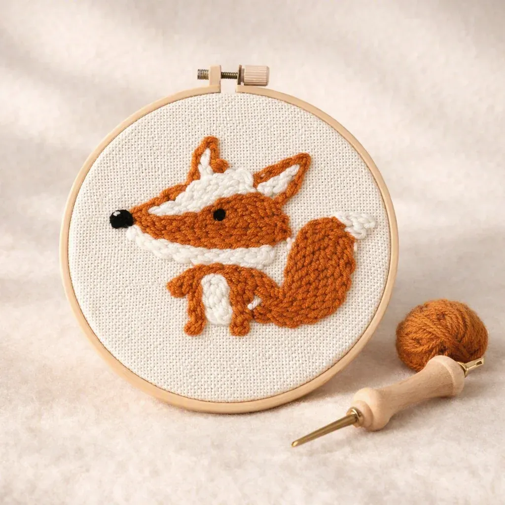 Kit punch needle renard mignon en relief