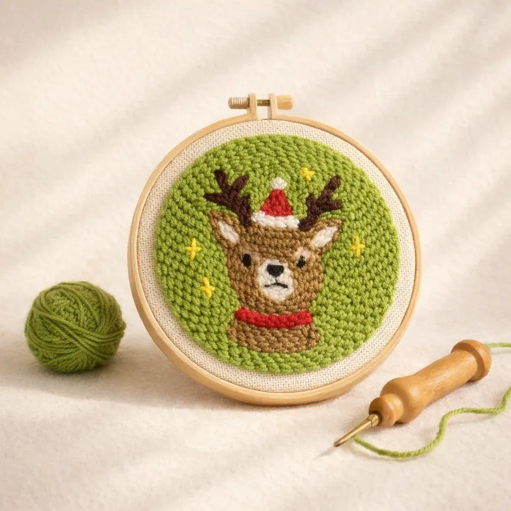 Kit punch needle renne de Noël en relief