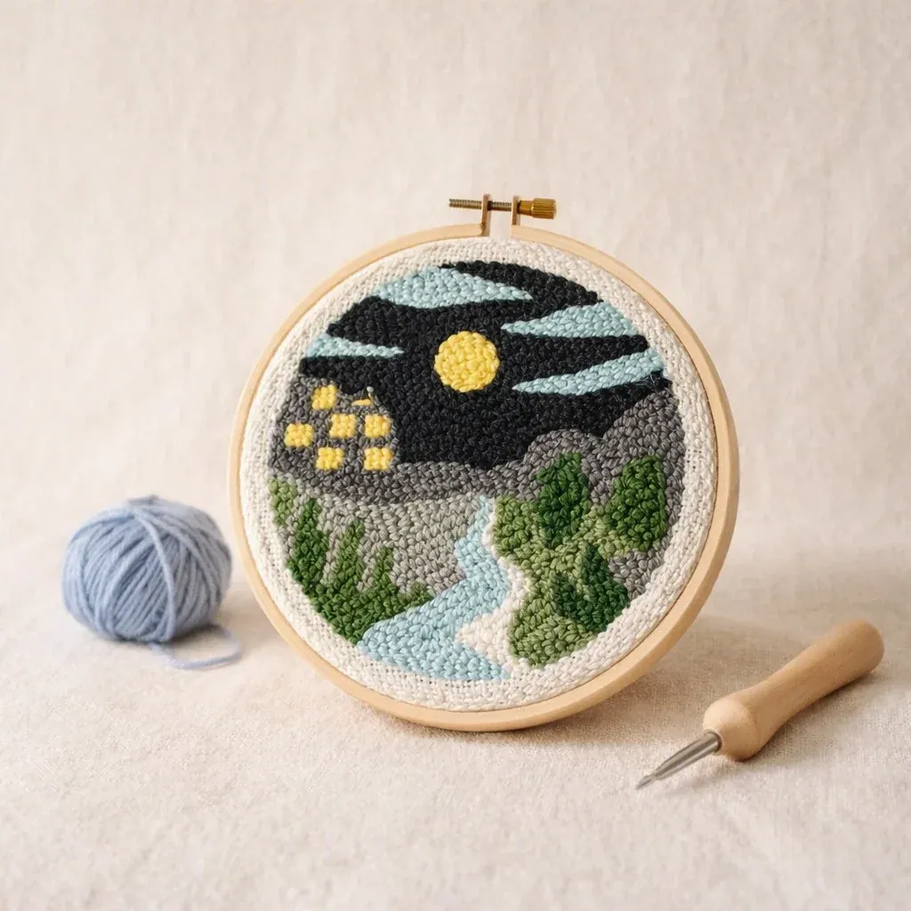 Kit punch needle rivière de nuit en relief