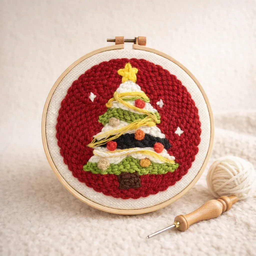 Kit punch needle sapin de Noël en relief