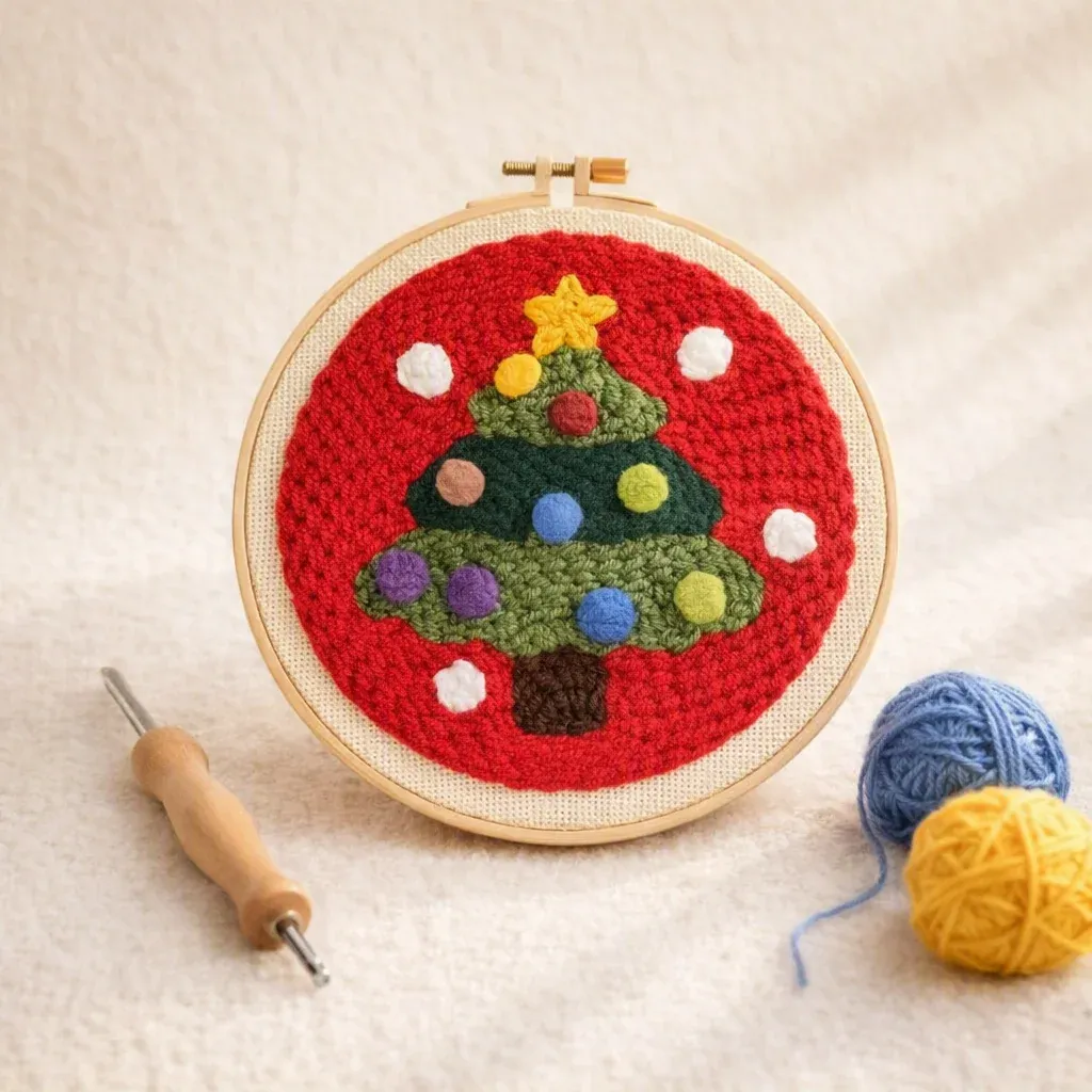 Kit punch needle sapin de Noël en relief