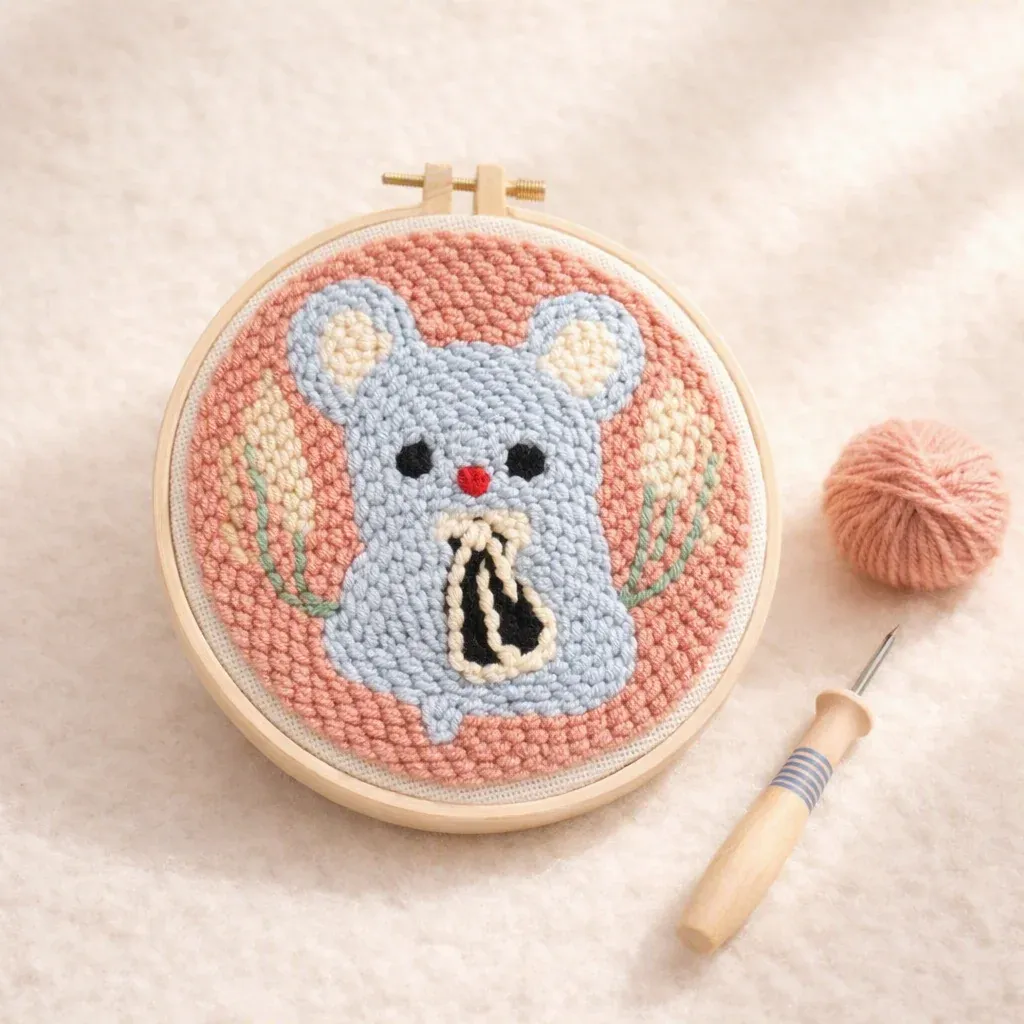 Kit punch needle souris mignonne en relief
