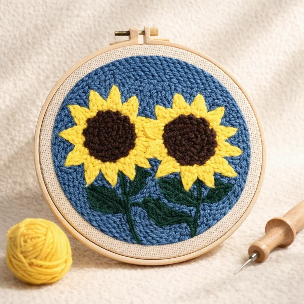Kit punch needle tournesols en relief mural