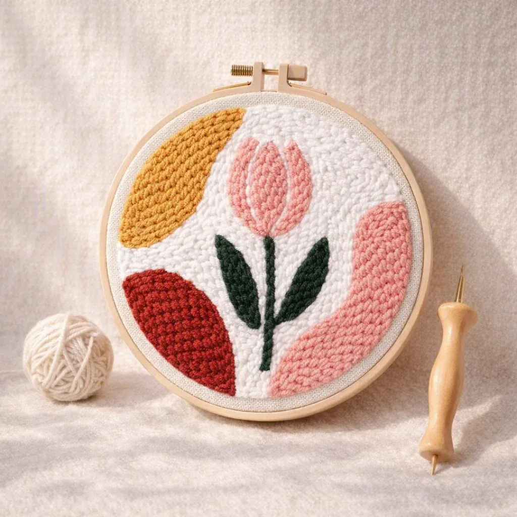 Kit punch needle tulipe prête à éclore en relief