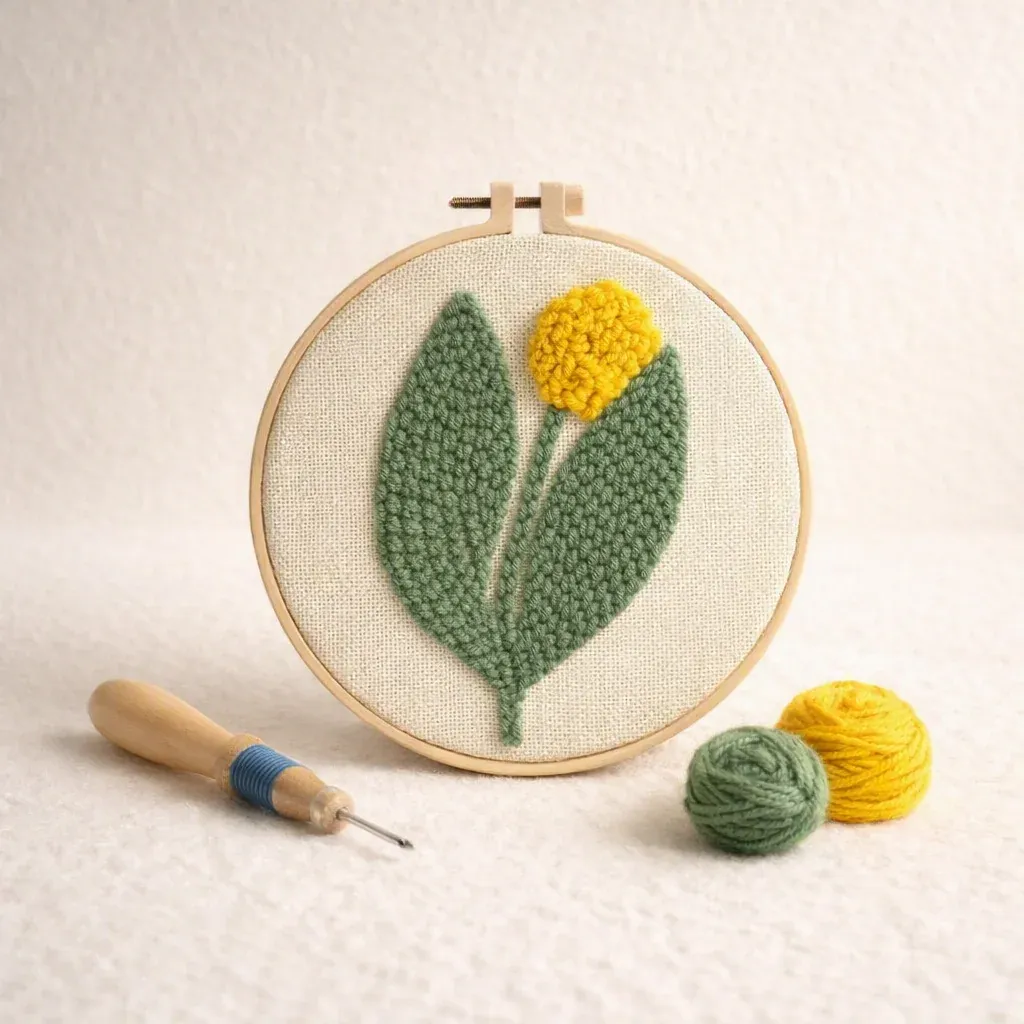 Kit punch needle tulipe jaune murale en relief