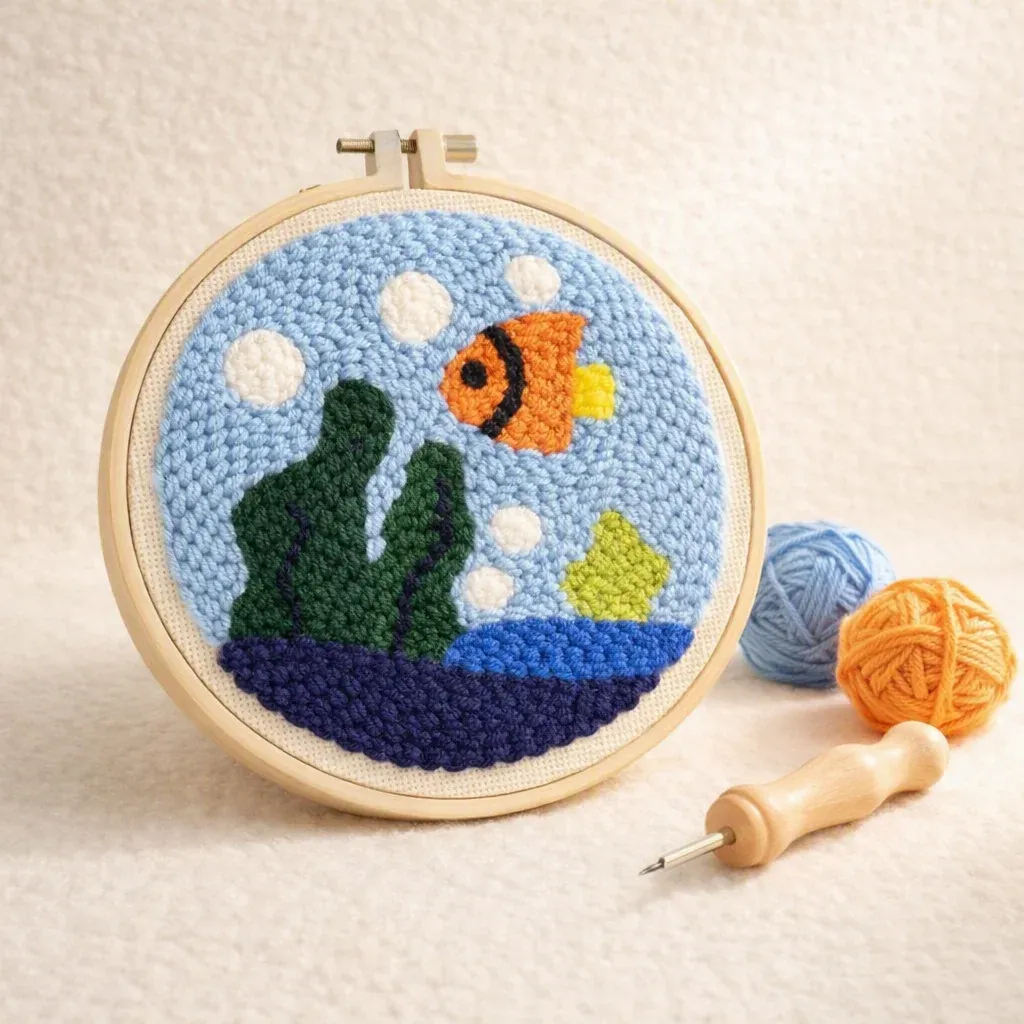 Kit punch needle vie océanique en tableau relief