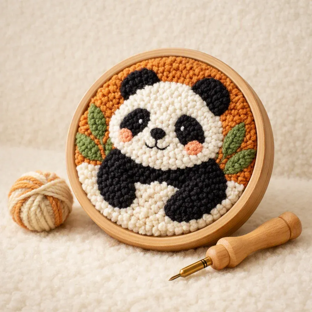 Kit tufting panda noir et blanc en relief