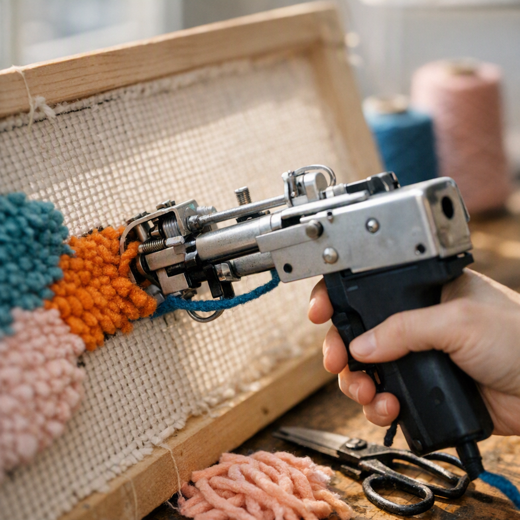 Comment fonctionne un pistolet tufting, du réglage au premier tapis