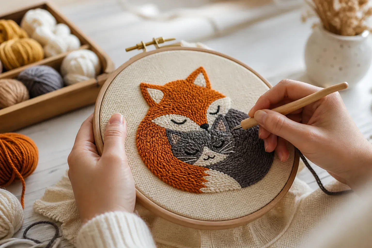 Les animaux en punch needle prennent forme avec les bons gestes