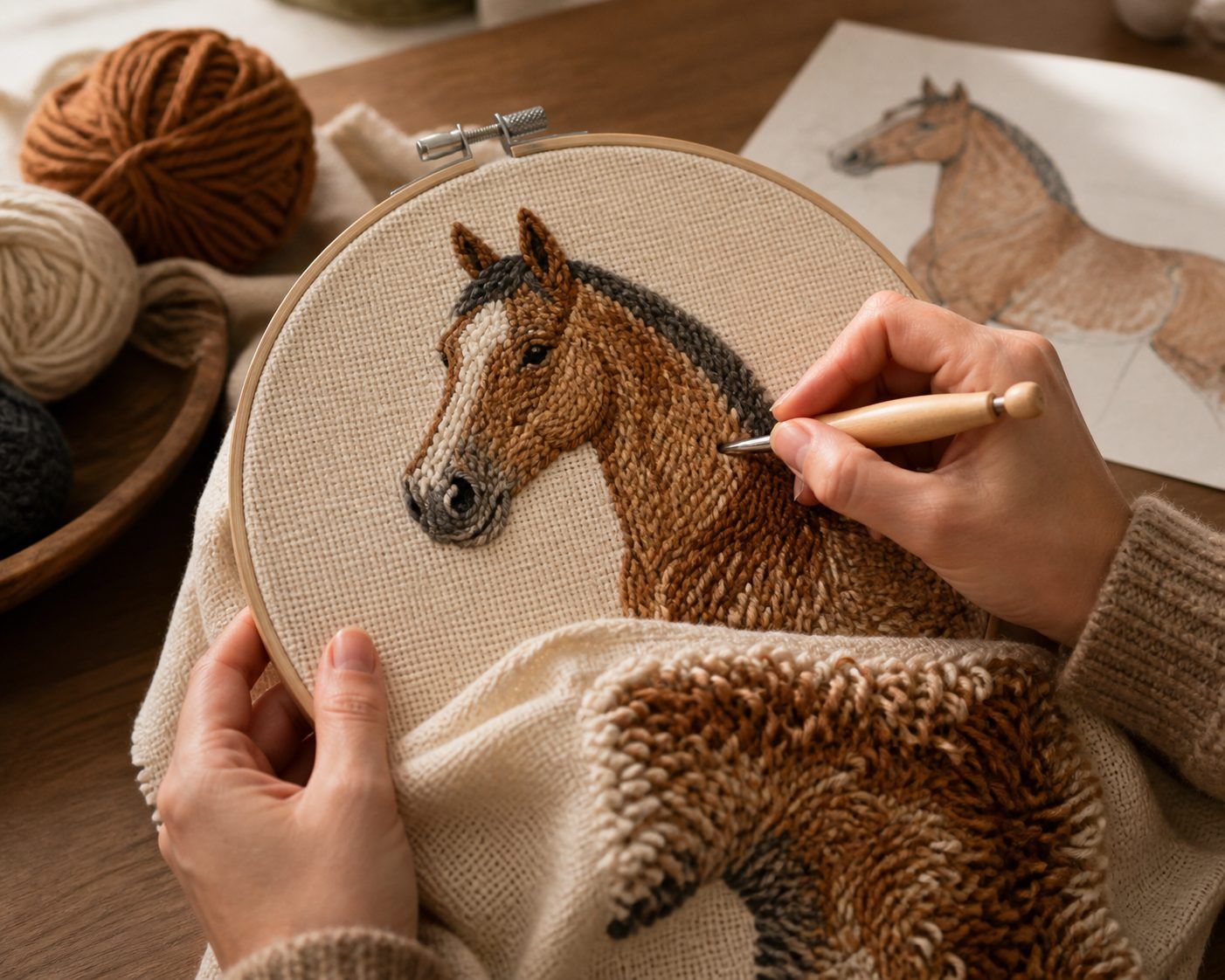 Comment broder un cheval au punch needle sans perdre les boucles
