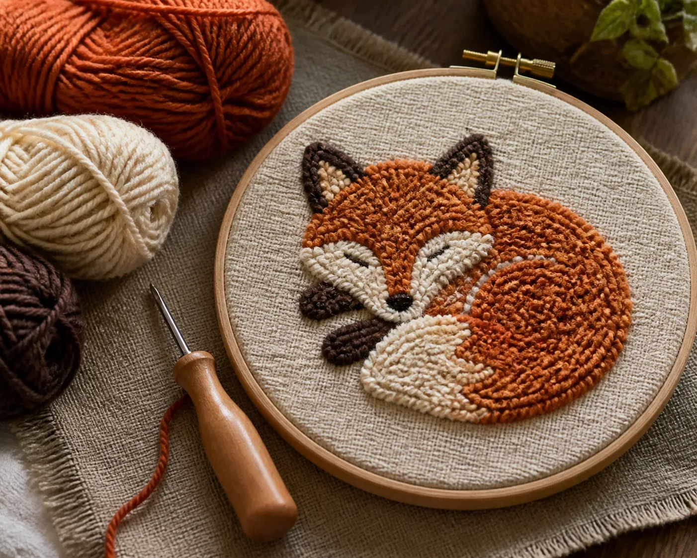 Un punch needle renard réussi commence par le bon réglage