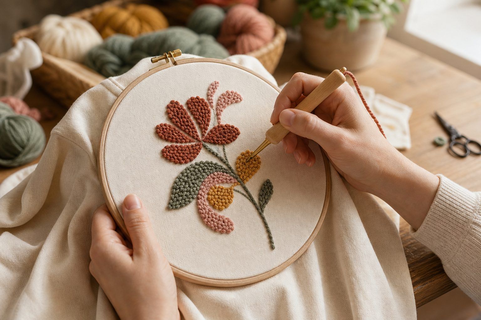 Comment utiliser une punch needle pour broder un motif
