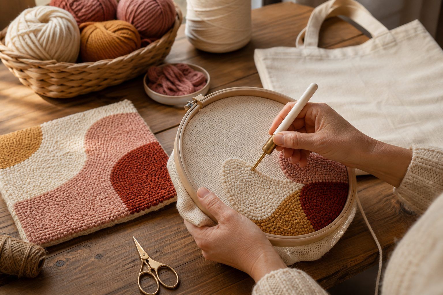 Comment réaliser le panneau punch needle du sac ?
